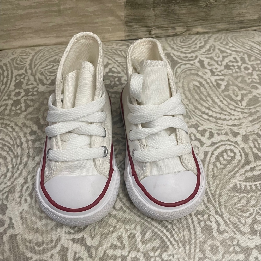 Converse Chuck Taylor All Star Infant High Top White Sneakers 7J253 Size 3C - Picture 2 of 7